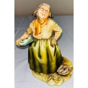CAPODIMONTE A. Borsato "Fisherman's Wife" Figurine, 1980s Milan, Italy